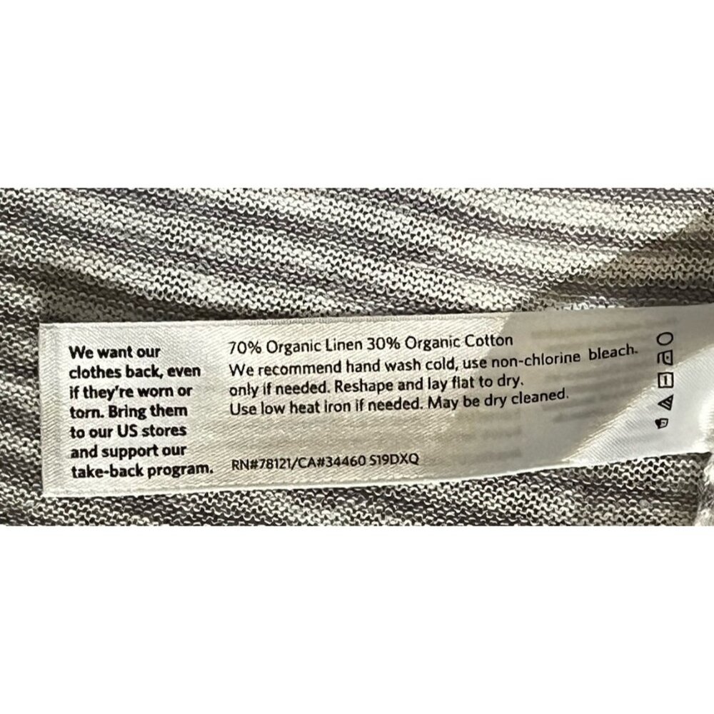 New Eileen Fisher Dove White Gray Stripe Long Sleeve Organic Linen Cotton Top - Picture 5 of 7